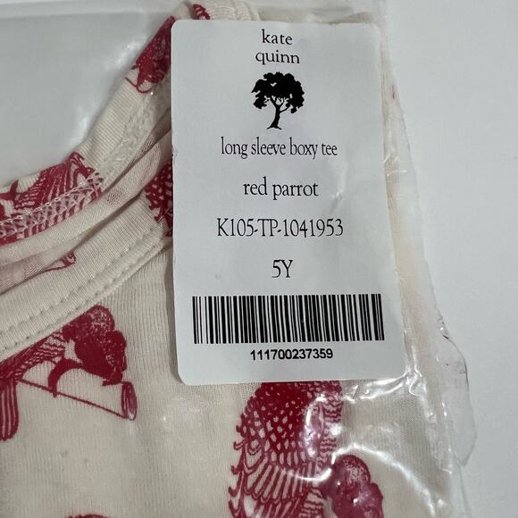 Kate Quinn Long Sleeve Boxy Tee Shirt Red Parrot Size 5Y New Bamboo - Picture 5 of 5